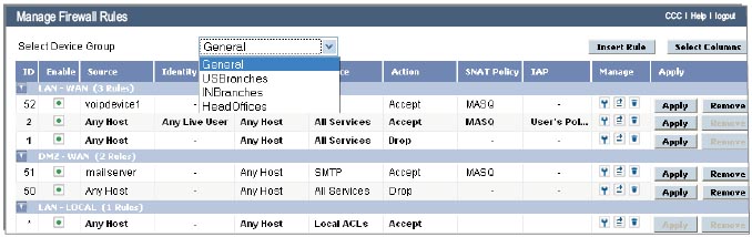 Centralized Firewall rule definition